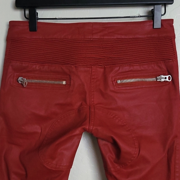 Isabel Marant EToile Pelona Biker Pants Moto Skinny Jeans Red waxed H&M - Picture 6 of 12